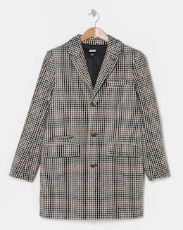 Wool Mix Check Over Coat