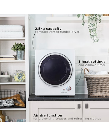 Russell Hobbs RH3VTD800 2.5kg Compact Vented Tumble Dryer - White