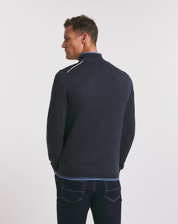 BOSS Navy Classic Quarter Zip Jumper