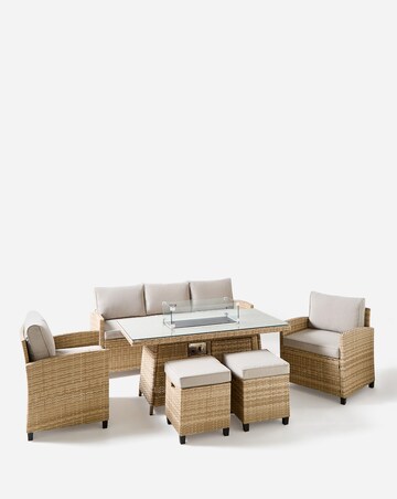 Valencia Lounge Dining Set With Firepit Table
