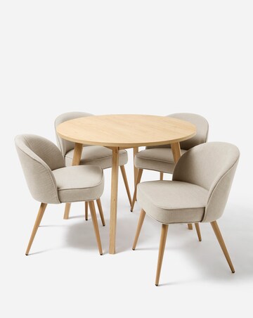 Oslo Round Dining Table with 4 Emilie Fabric Chairs