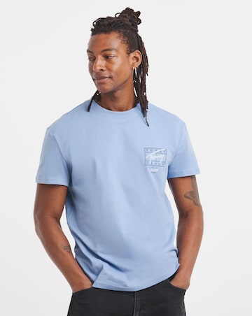 Tommy Jeans Short Sleeve Signature Spray Back Print T-Shirt - Iris Blue