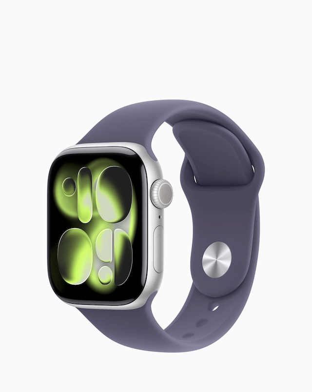 Apple Watch Series 11 GPS + Cellular 46mm - Silver Aluminium/Purple Fog Sport Band - M/L