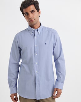 Polo Ralph Lauren Long Sleeve Stretch Poplin Shirt - Blue/White