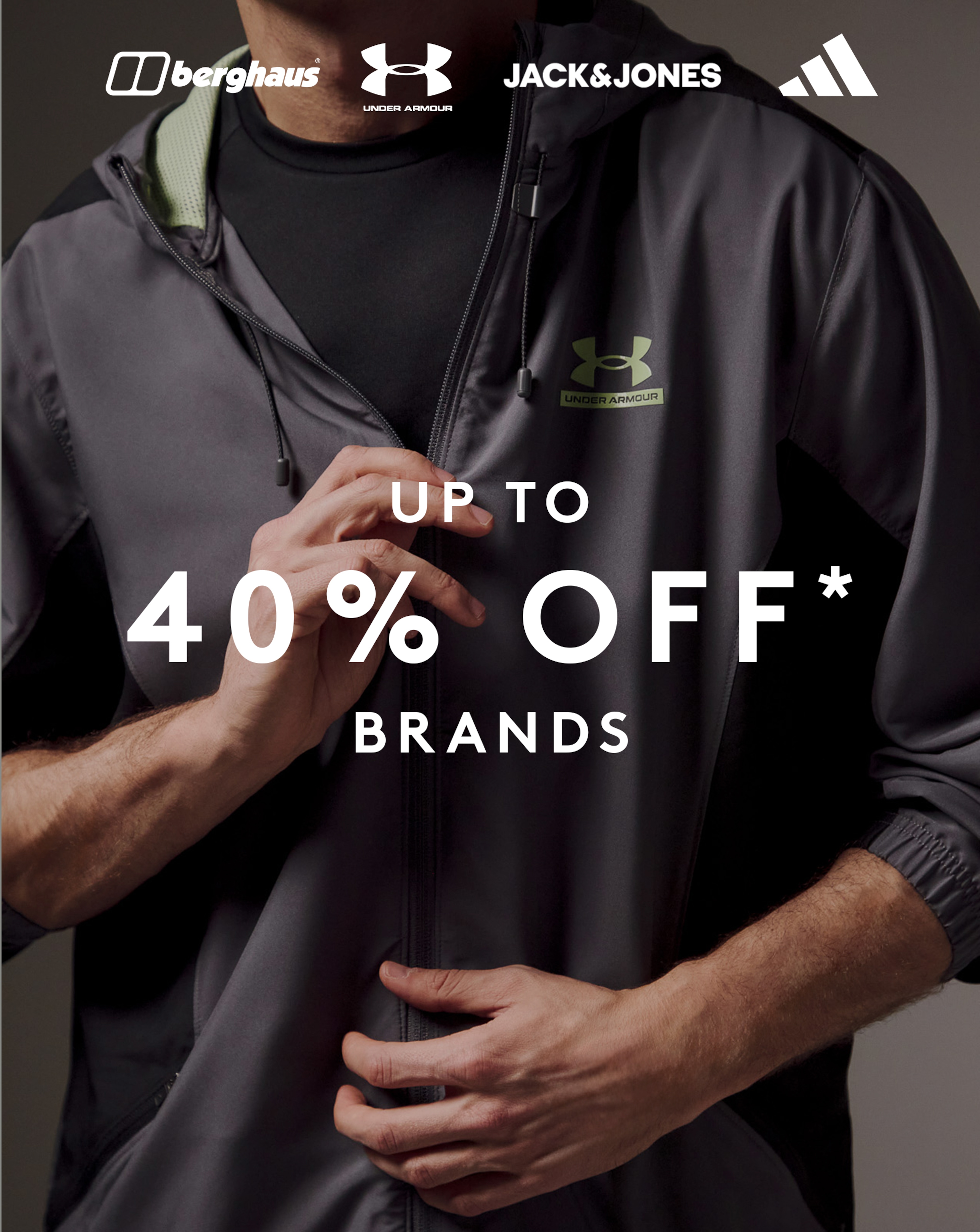 Up to 40% Off* Brands. Model wears Under Armour Training top.