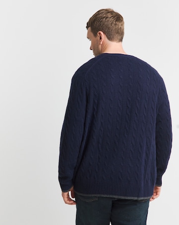 Polo Ralph Lauren Navy Cashmere Mix Cable Cardigan