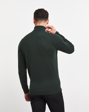 Dark Green Merino Wool Roll Neck