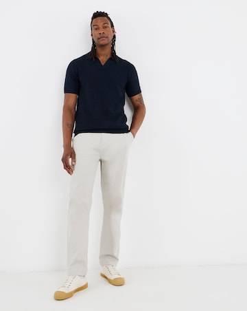 Navy Short Sleeve Textured Revere Knit Polo