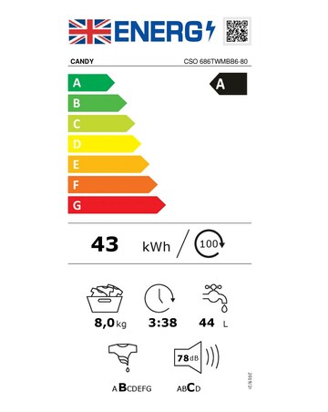 Candy Smart CSO 686TWMBB6 8kg Washing Machine - Black + installation