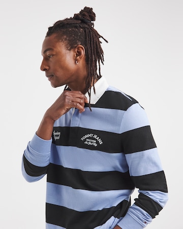Tommy Jeans Relax Fit Stripe Rugby - Navy/Blue