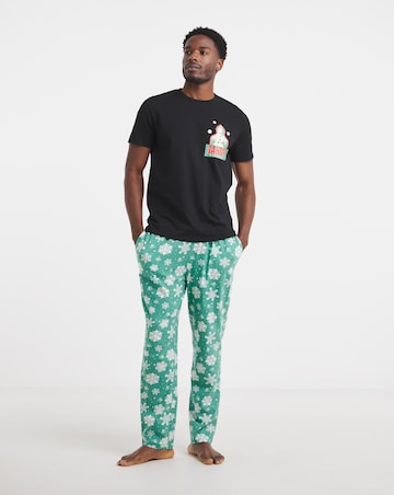 Elf Christmas Short Sleeve Pyjama Set - Black/Green