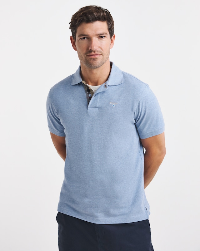 Barbour Short Sleeve Tartan Pique Polo Shirt - Light Blue