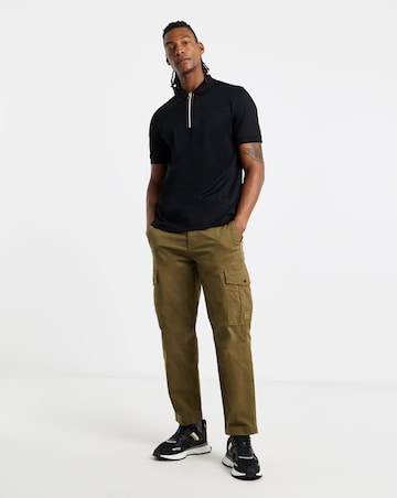 BOSS Short Sleeve Zip Polo - Black