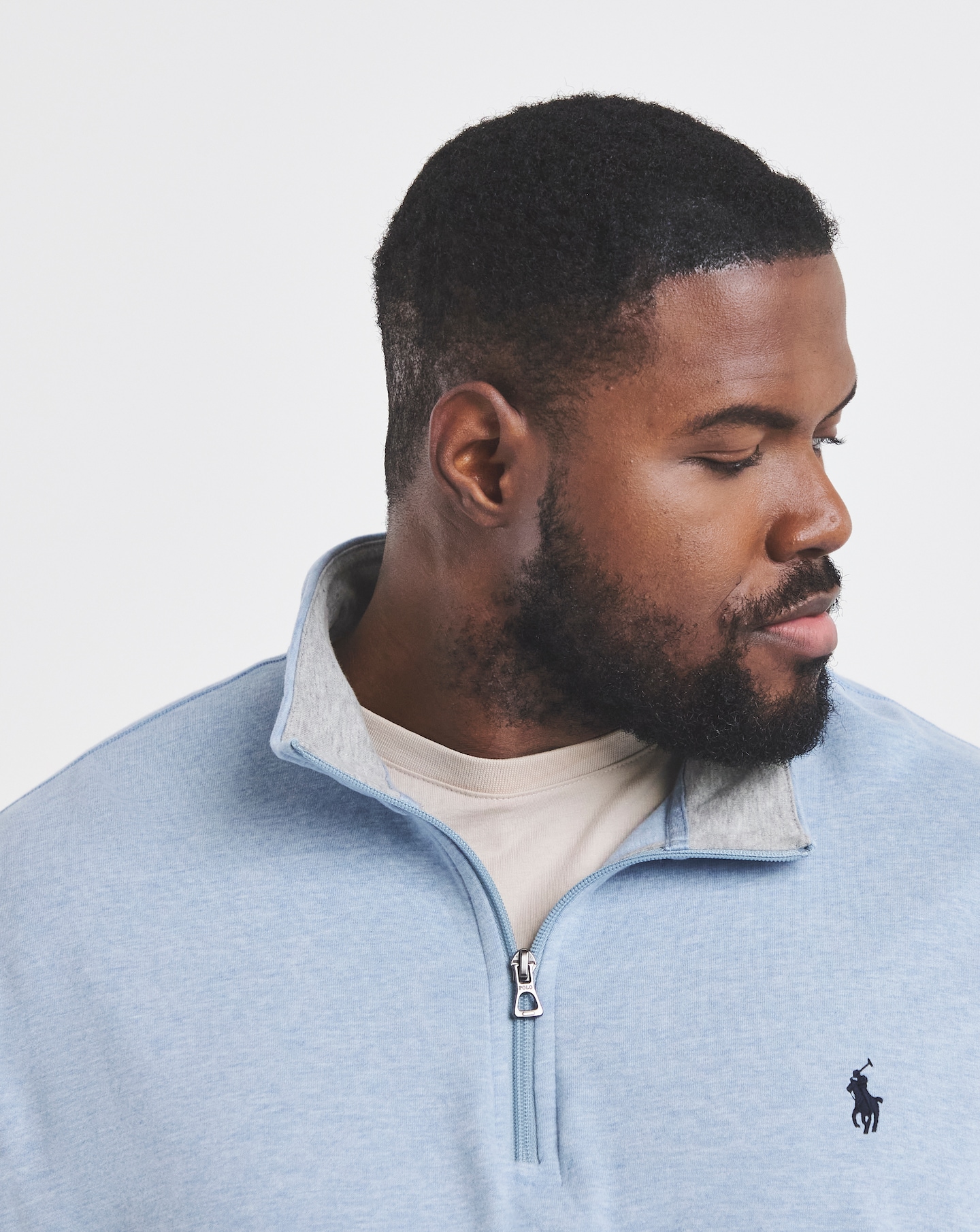 Polo Ralph Lauren 1/4 Zip Sweat Top - Light Blue | Jacamo