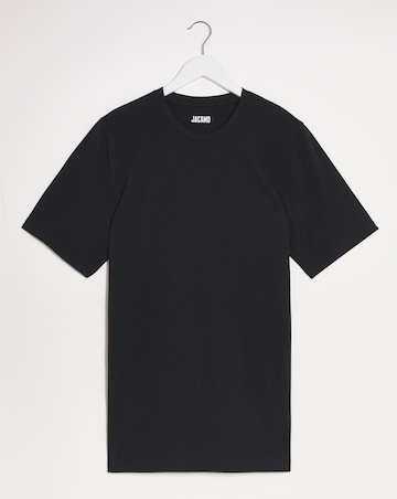 Pure Cotton Crew Neck T-Shirt Extra Long- Black