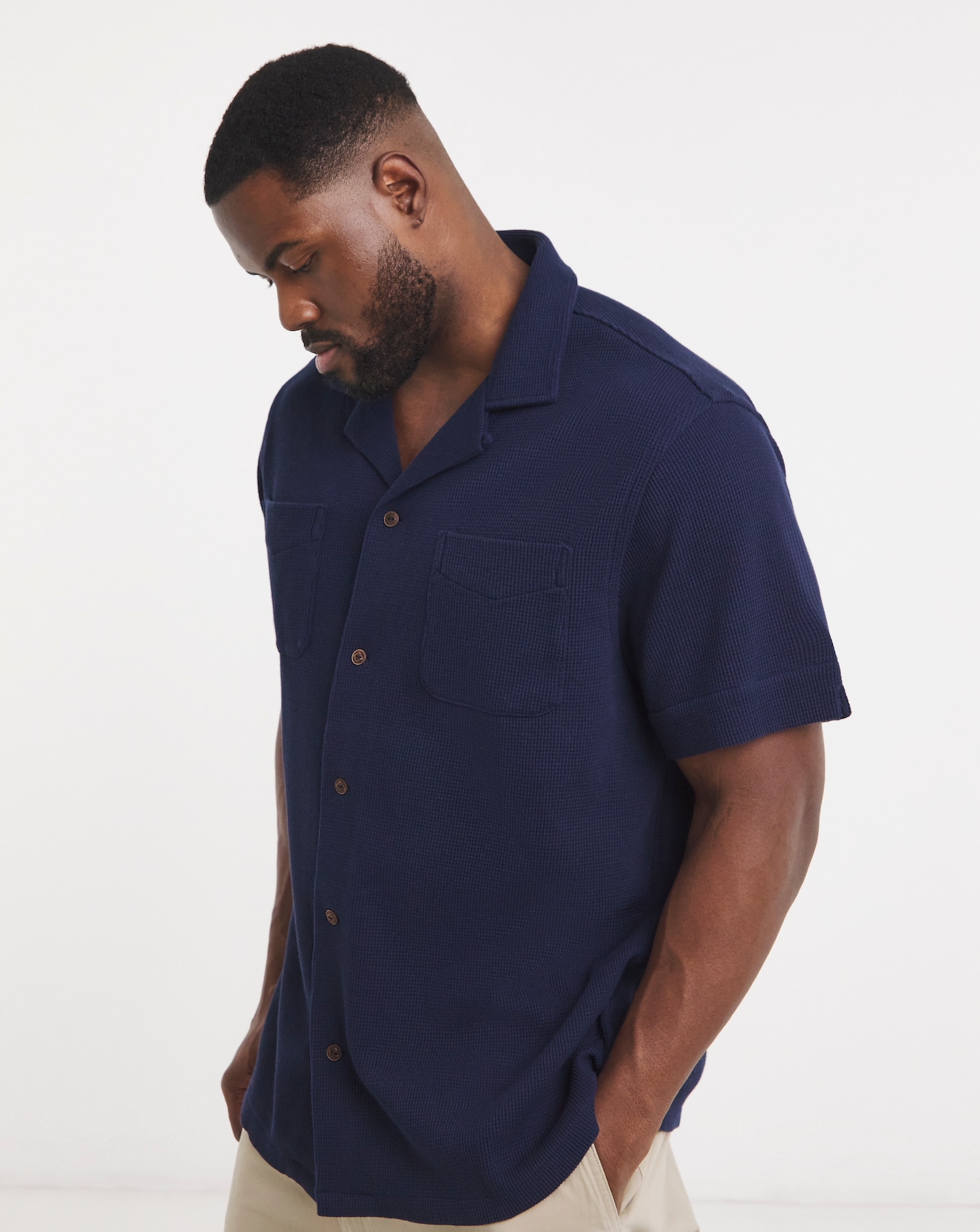 Polo Ralph Lauren Short Sleeve Waffle Jersey Shirt - Navy | Jacamo