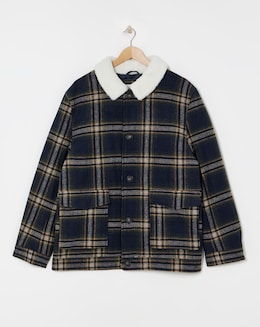 Borg Collar Check Shacket