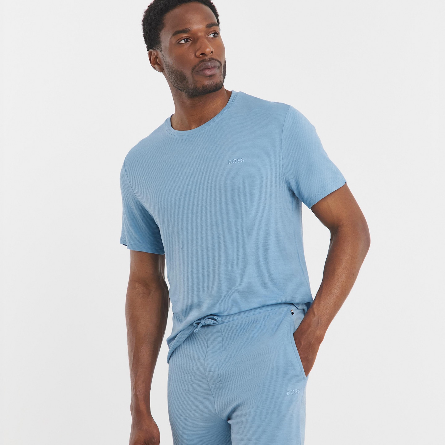 BOSS Rib Lounge Short - Light Blue