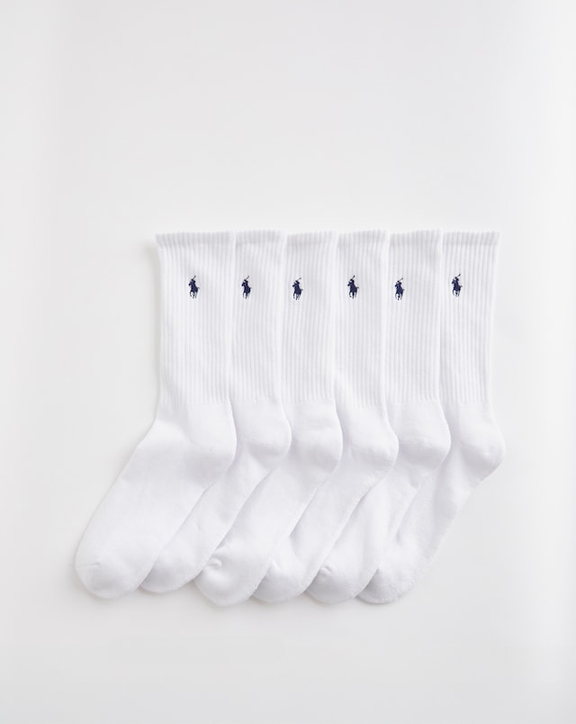 Polo Ralph Lauren 6 Pack White Sports Socks