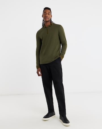 BOSS Long Sleeve Zip Polo - Dark Green
