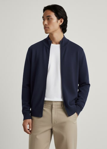 Dark Navy Zip Through Funnel Neck Knit Cardigan