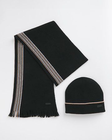 BOSS Black Hat & Scarf Gift Set