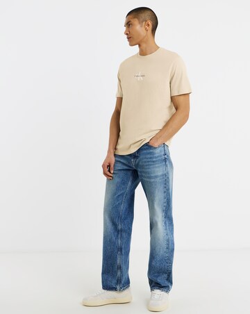 Calvin Klein Jeans Short Sleeve Micro Monologo T-Shirt - Oatmeal