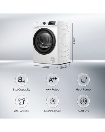 Hisense DH1Q802BW2 1 Series 8kg Heat Pump Dryer - White