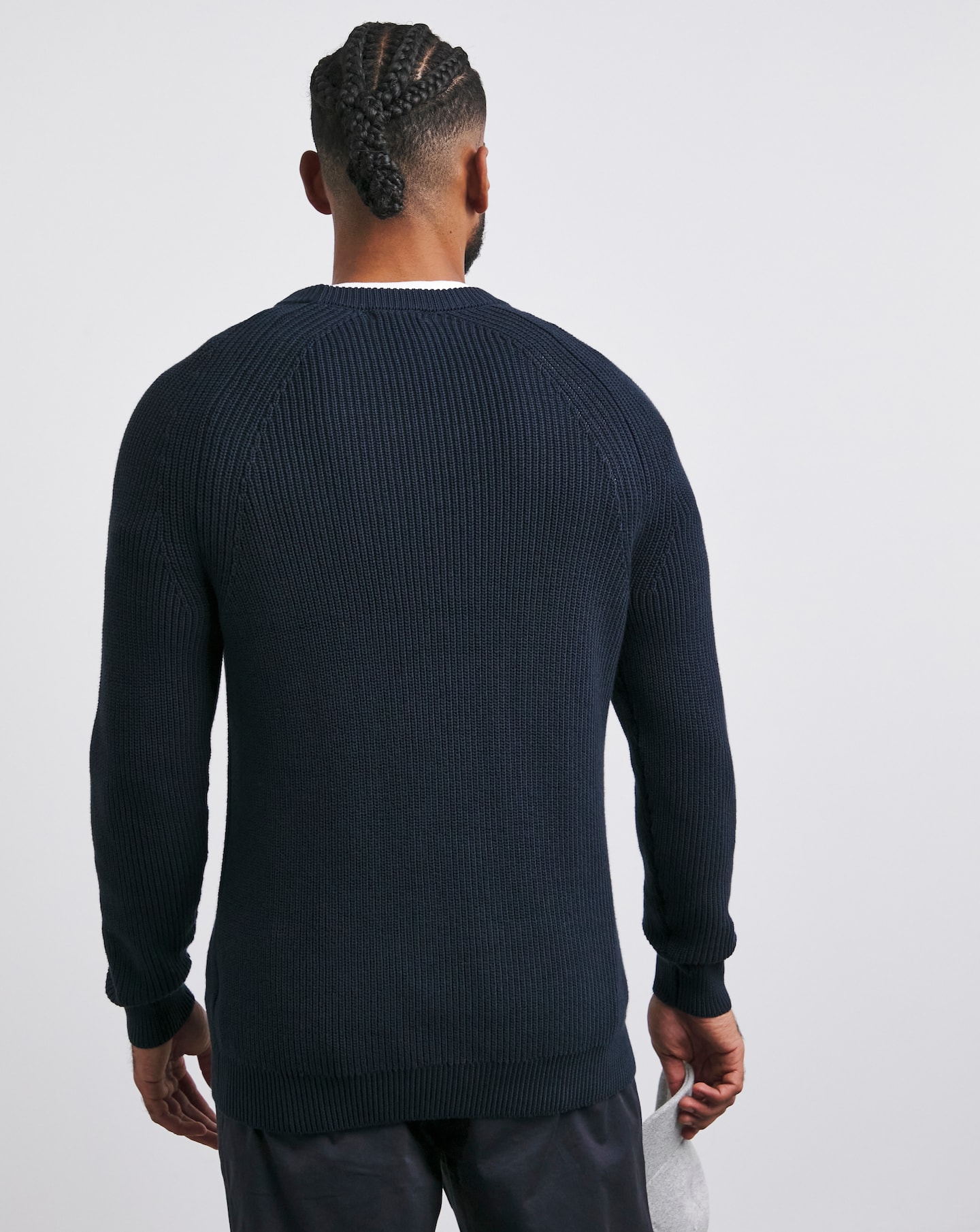 Navy Fisherman Raglan Crew Neck Jumper | Jacamo