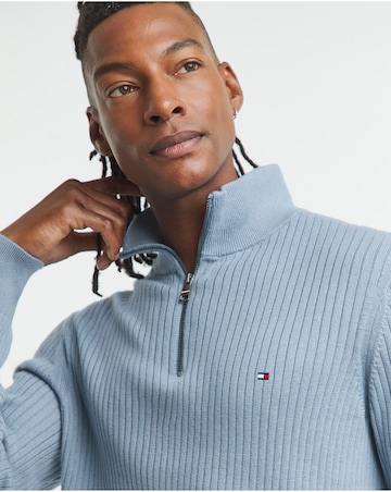 Tommy Hilfiger Cotton Cashmere 1/4 Zip Jumper - Blue