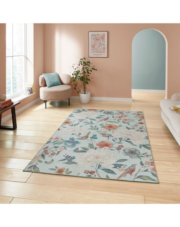 Catherine Lansfield Pippa Floral Birds Washable Rug