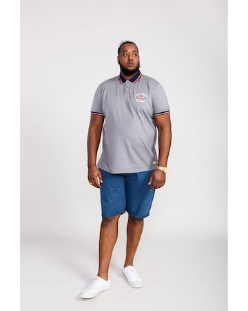 D555 Big And Tall Mersea Pique Polo Shirt With Chest Embroidery - Grey