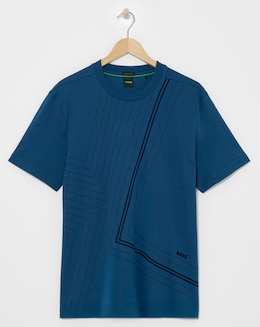 BOSS Short Sleeve Blue Linear Graphic T-Shirt