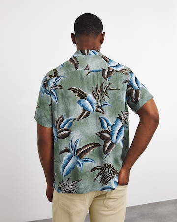 Short Sleeve Floral Print Cuban Collar Shirt