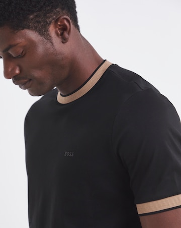 BOSS Short Sleeve Tipped Slim Fit T-Shirt - Black