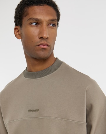 BOSS Relax Fit Crew Sweatshirt - Beige
