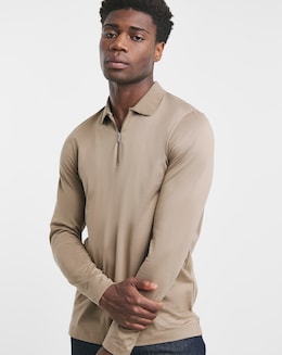 Premium 100% Mercerised Zip Polo- Mocha