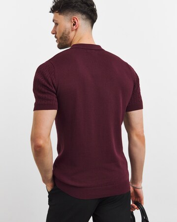 Burgundy Cable Knitted Polo