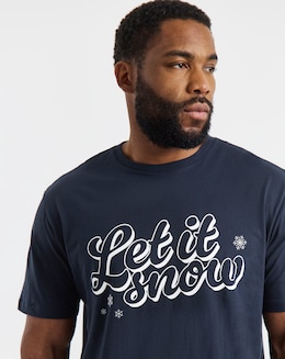 Jack &amp; Jones Xmas TEXT T-Shirt - Sky Captain