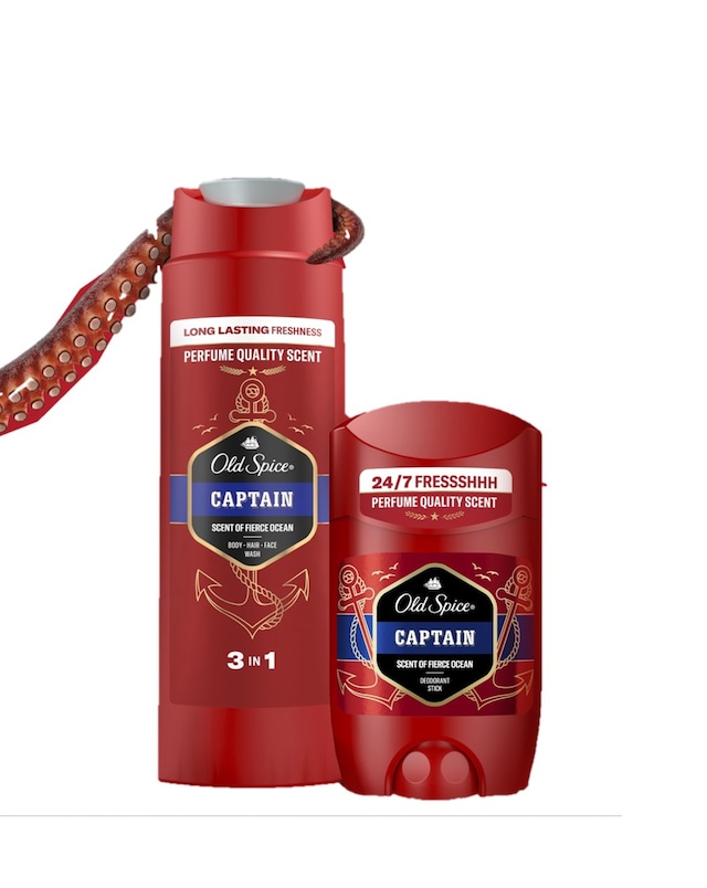 Old Spice Captain Gift Set With Deodorant Stick and 3 in 1 Shower Gel