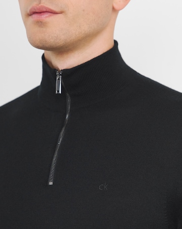 Calvin Klein Merino Quarter Zip Black Jumper