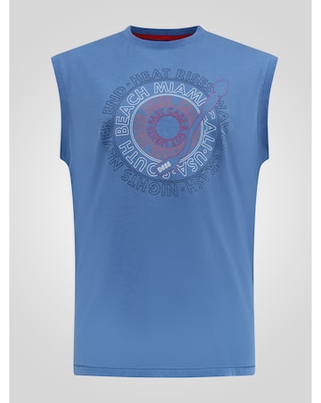 D555 Big And Tall Reeves South Beach Miami Printed Sleeveless T-Shirt - Blue