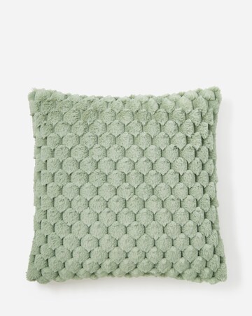 Scallop Faux Fur Cushion - Sage Green