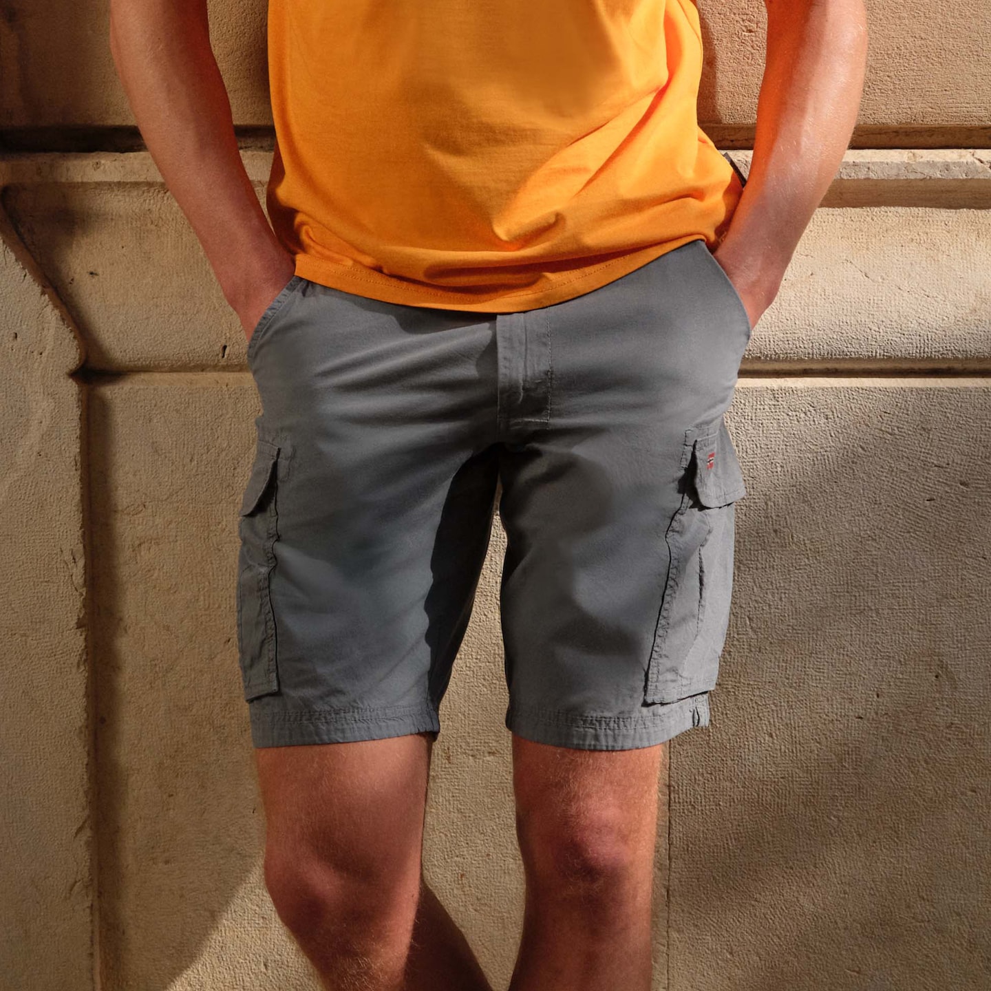 Model wears Jack & Jones Cole Cargo Short - Grey