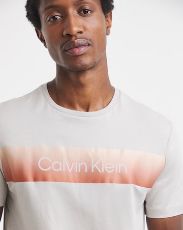Calvin Klein Linear Ombre Chest Logo T-Shirt - Beige