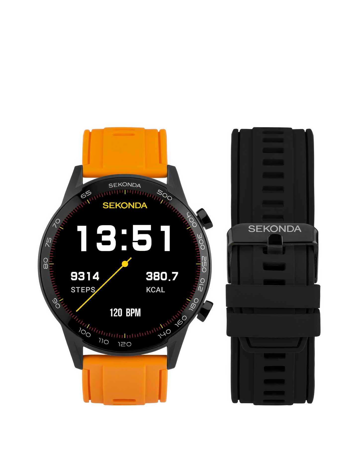 Sekonda Active Plus 45mm Black Rubber Dual Strap Smart Watch