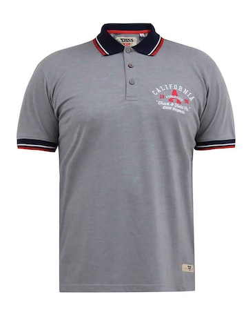 D555 Big And Tall Mersea Pique Polo Shirt With Chest Embroidery - Grey