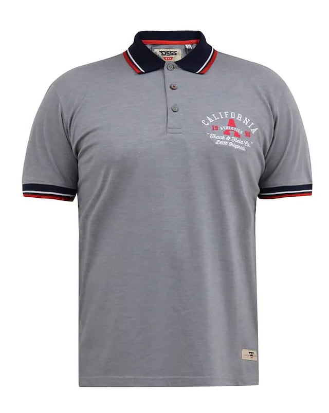 D555 Big And Tall Mersea Pique Polo Shirt With Chest Embroidery - Grey