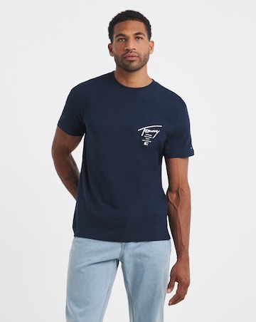 Tommy Jeans Short Sleeve Signature Back Print T-Shirt - Navy