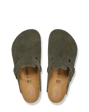 Birkenstock Classic Suede Boston Clogs - Thyme